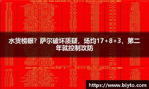 水货榜眼？萨尔破坏质疑，场均17+8+3，第二年就控制攻防